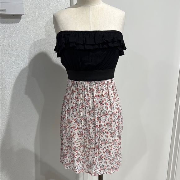 PZ Apparel Strapless Ruffle Top Floral Print Lightweight Cotton Mini Dress - L - Picture 2 of 11